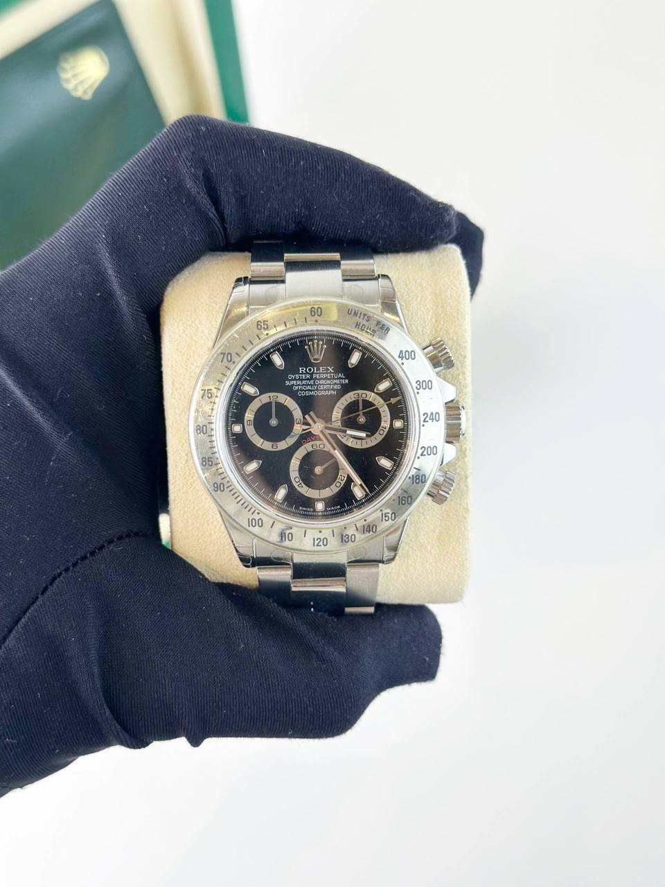 ROLEX DAYTONA COSMOGRAPH BLACK DIAL STAINLESS STEEL AUTOMATIC WATCH