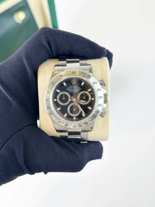 ROLEX DAYTONA COSMOGRAPH BLACK DIAL STAINLESS STEEL AUTOMATIC WATCH