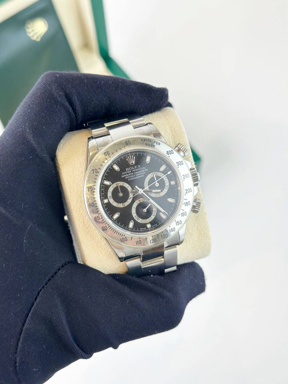 ROLEX DAYTONA COSMOGRAPH BLACK DIAL STAINLESS STEEL AUTOMATIC WATCH