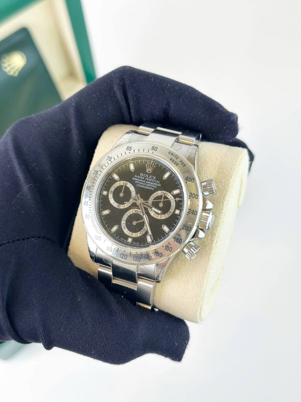 ROLEX DAYTONA COSMOGRAPH BLACK DIAL STAINLESS STEEL AUTOMATIC WATCH