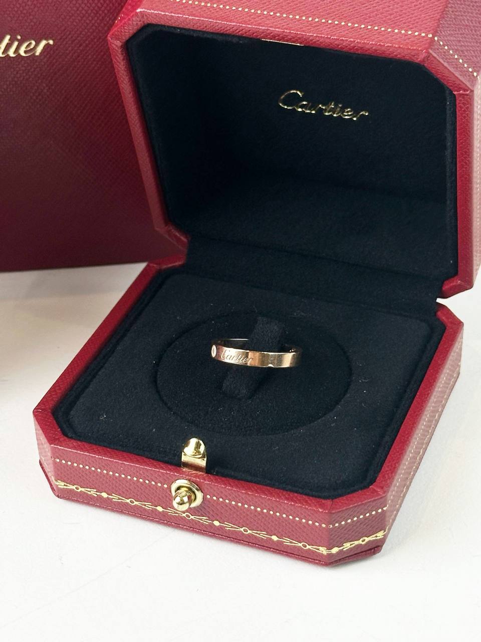 CARTIER C DE CARTIER WEDDING BAND BRACELET RING 18K 750 ROSE GOLD DIAMOND PAVED FULL SET