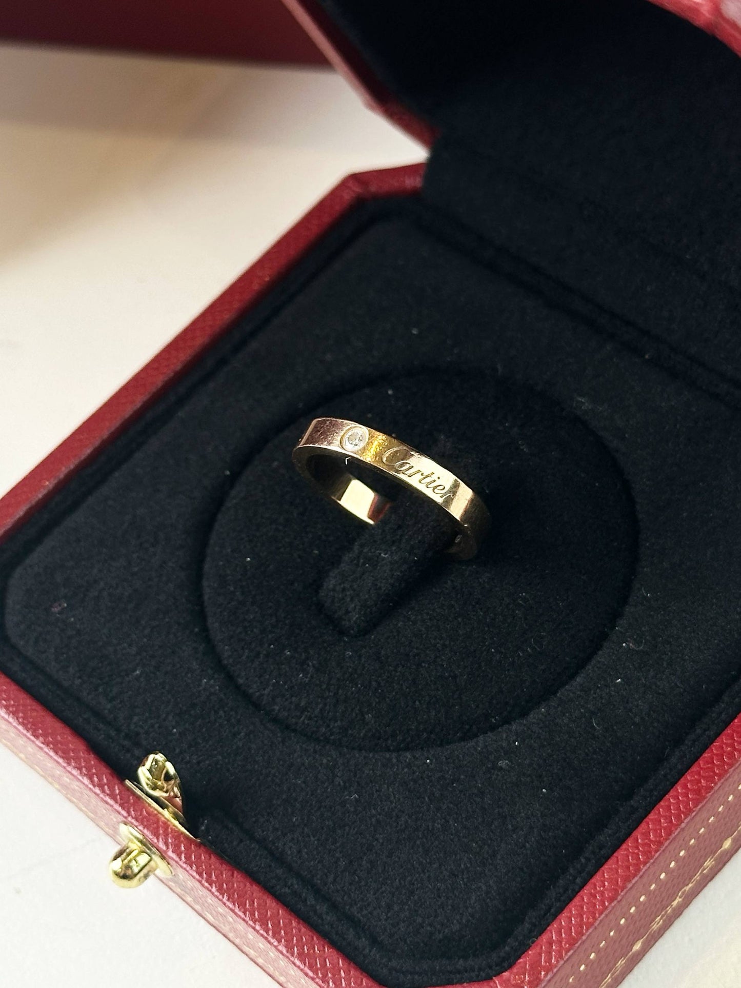CARTIER C DE CARTIER WEDDING BAND BRACELET RING 18K 750 ROSE GOLD DIAMOND PAVED FULL SET