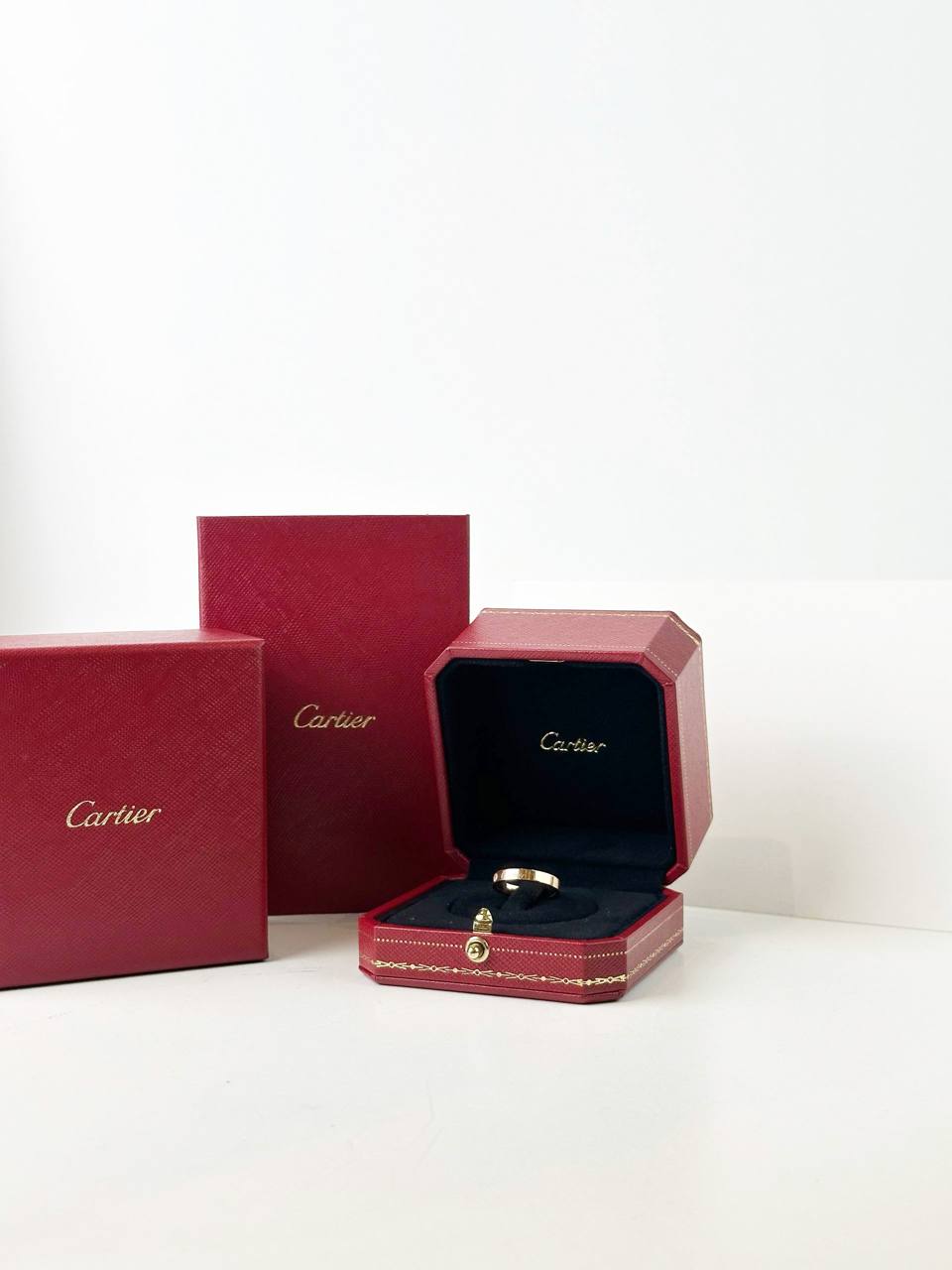 CARTIER C DE CARTIER WEDDING BAND BRACELET RING 18K 750 ROSE GOLD DIAMOND PAVED FULL SET