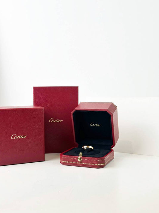 CARTIER C DE CARTIER WEDDING BAND BRACELET RING 18K 750 ROSE GOLD DIAMOND PAVED FULL SET