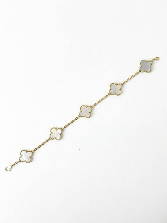 VCA VAN CLEEF & ARPELS VINTAGE ALHAMBRA MOTHER OF PEARL YELLOW GOLD BRACELET