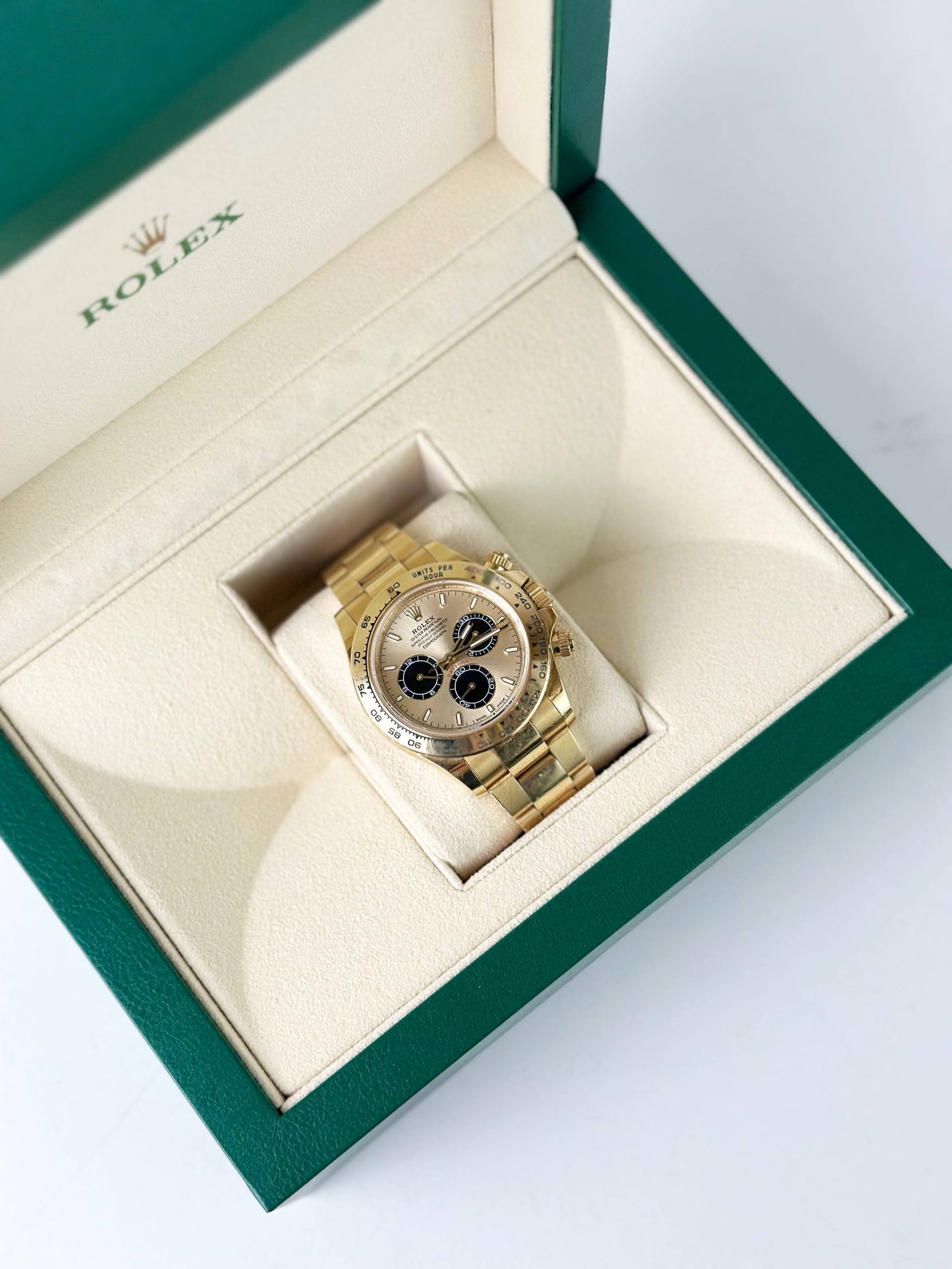 ROLEX DAYTONA COSMOGRAPH GOLD DIAL 18K YELLOW GOLD AUTOMATIC WATCH