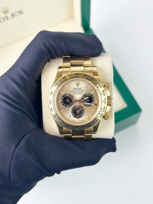 ROLEX DAYTONA COSMOGRAPH GOLD DIAL 18K YELLOW GOLD AUTOMATIC WATCH