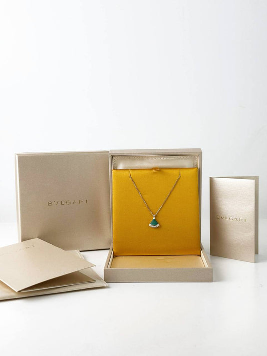BVLGARI DIVAS' DREAM MALACHITE 18K 750 ROSE GOLD DIAMOND NECKLACE