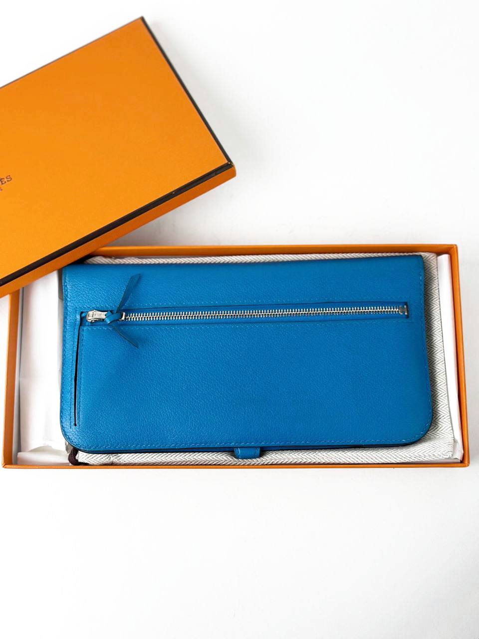 HERMES DOGON DUO BLUE LONG FLAP WALLET