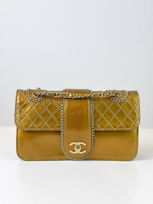 CHANEL MADISON MEDIUM FLAP GOLD SHOULDER BAG