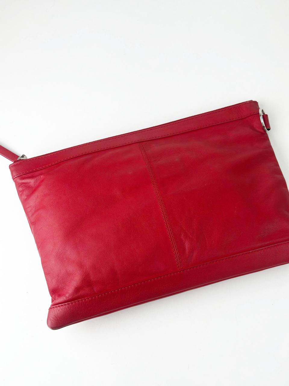 BALENCIAGA CITY CLIP RED LEATHER CLUTCH