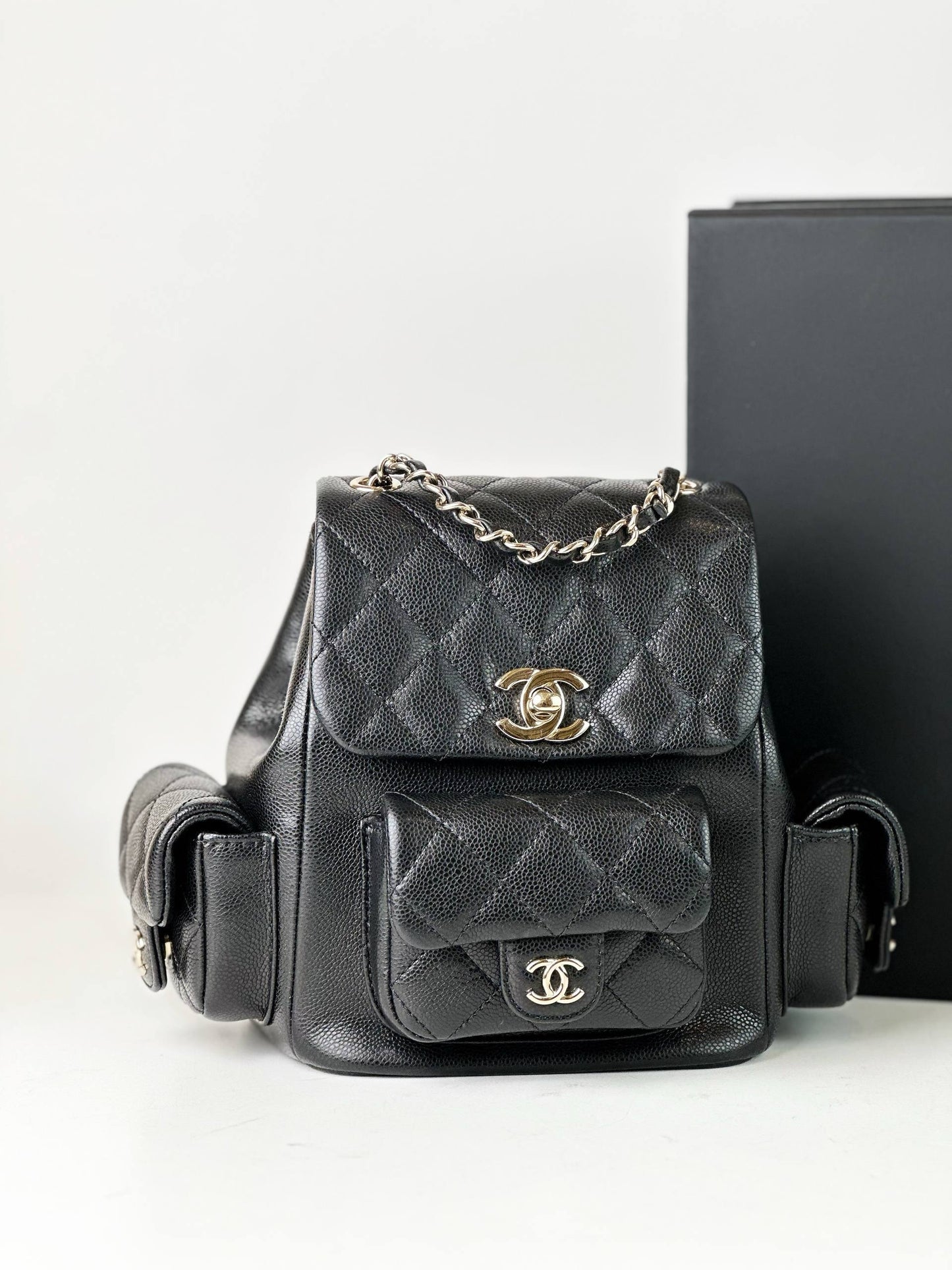 CHANEL 23K DUMA MULTI-POCKET BLACK BACKPACK