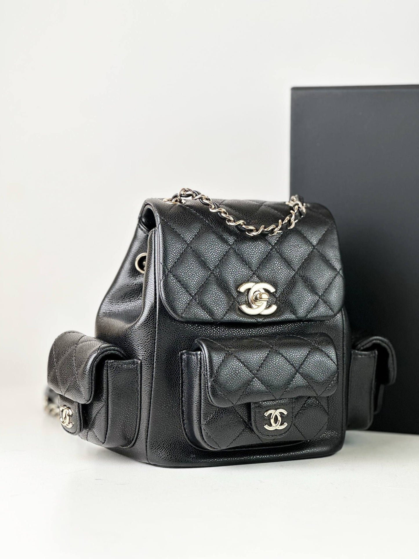 CHANEL 23K DUMA MULTI-POCKET BLACK BACKPACK