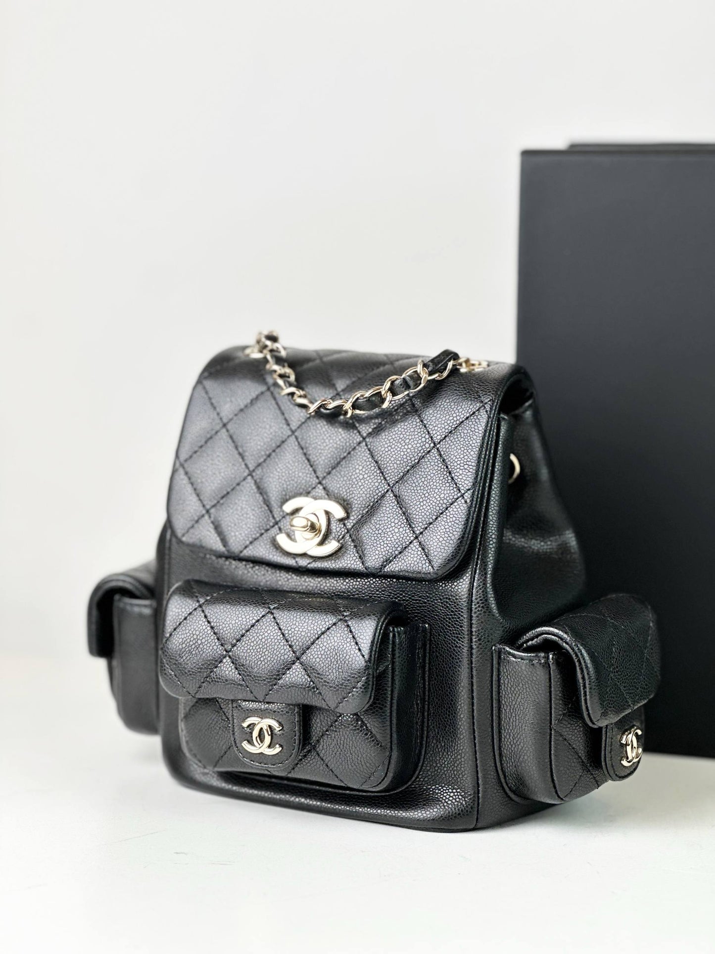 CHANEL 23K DUMA MULTI-POCKET BLACK BACKPACK