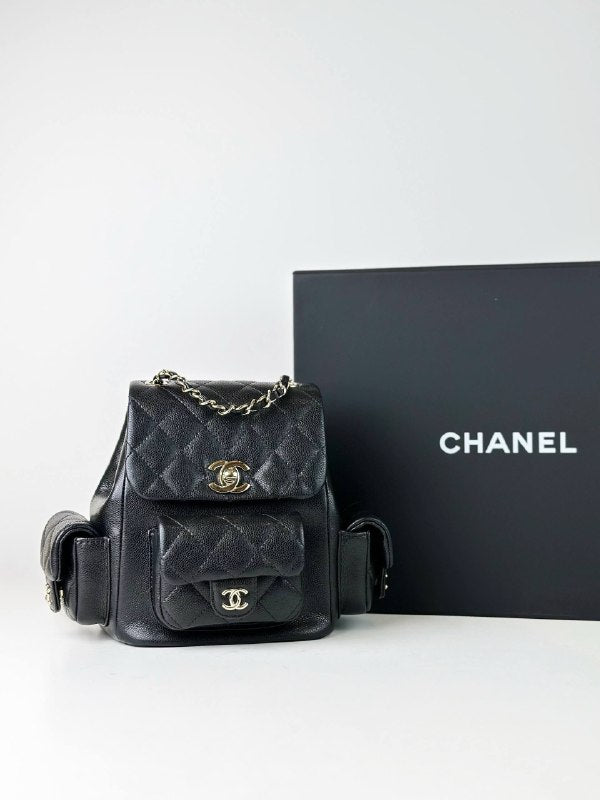 CHANEL 23K DUMA MULTI-POCKET BLACK BACKPACK