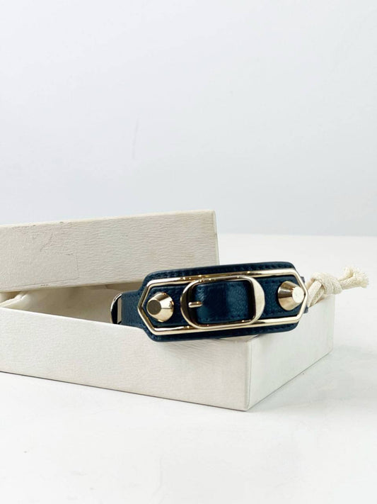 BALENCIAGA TRIPLE TOUR WRAP BLUE BRACELET GHW