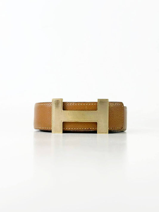 HERMES H TOUAREG GOLD REVERSIBLE LEATHER BELT