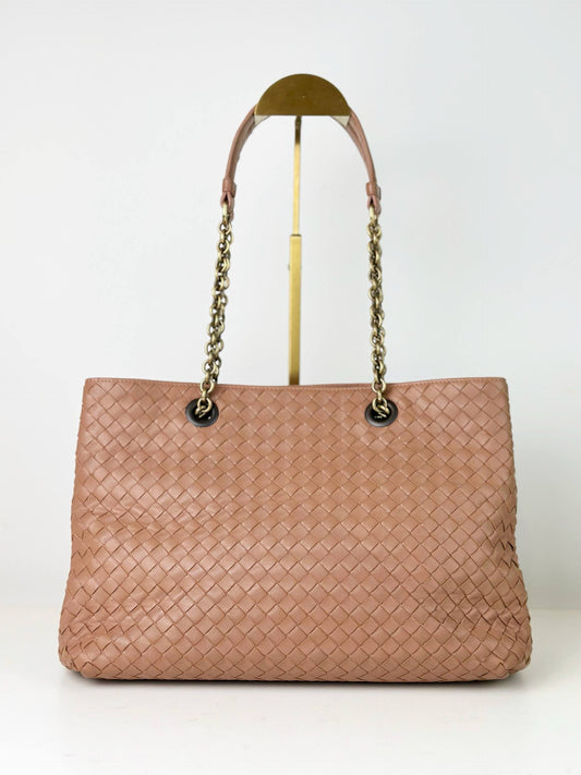 BOTTEGA VENETA INTRECCIATO PINK TOTE BAG