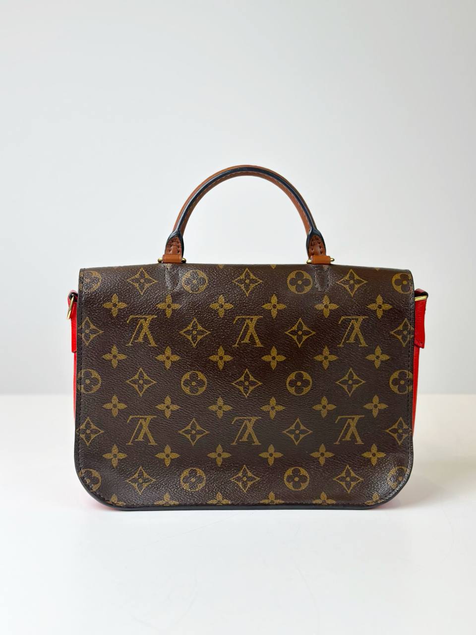 LOUIS VUITTON VAUGIRARD MONOGRAM PM WITH RED LEATHER TOP HANDLE BAG
