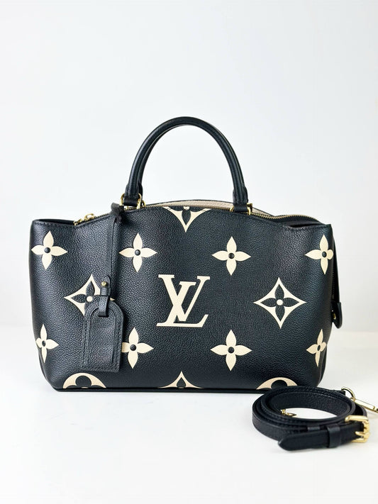 LOUIS VUITTON PETIT PALAIS PM MONOGRAM EMPREINTE HANDBAG WITH STRAP