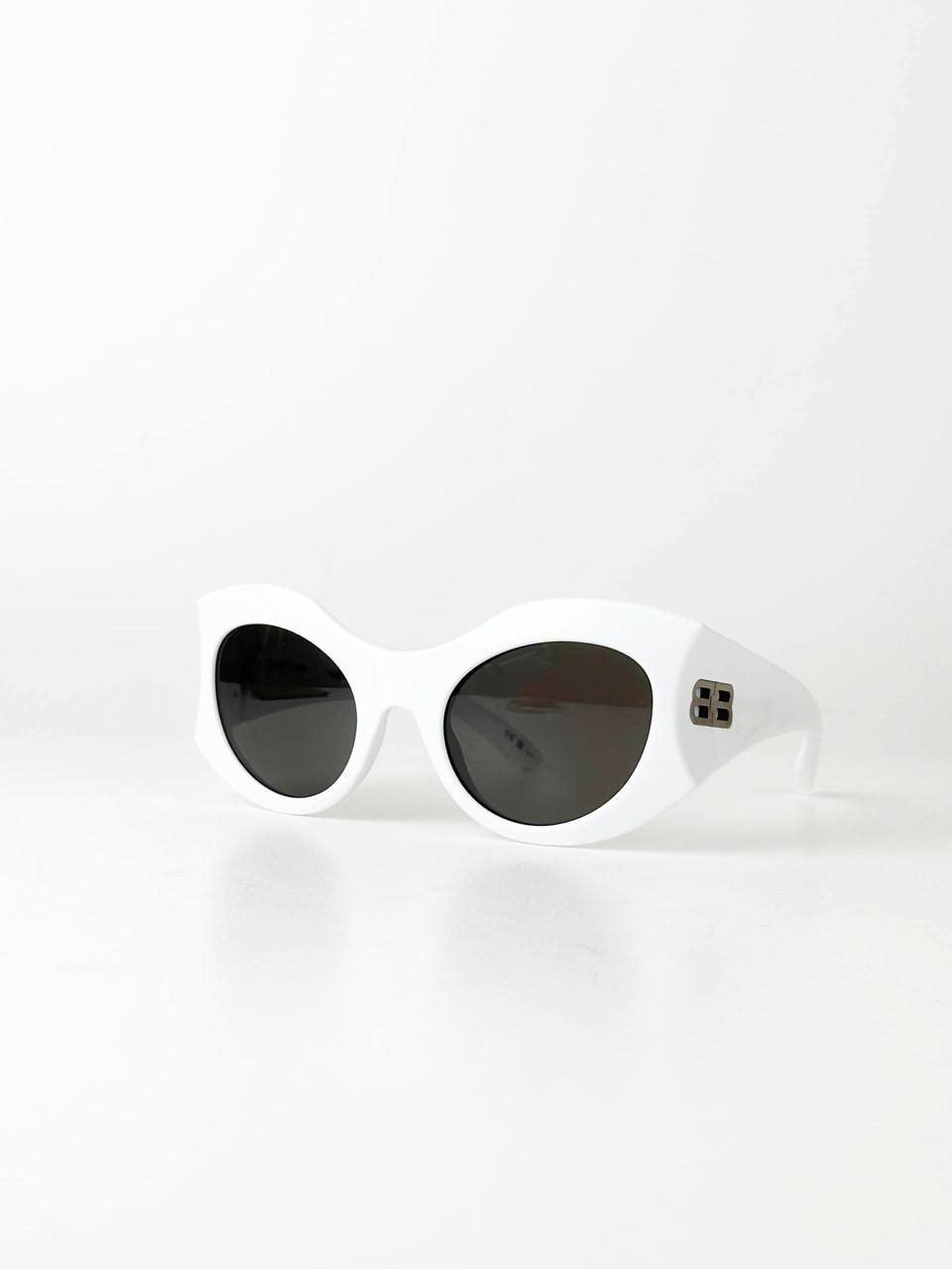 BALENCIAGA HOURGLASS WHITE ROUND SUNGLASSES