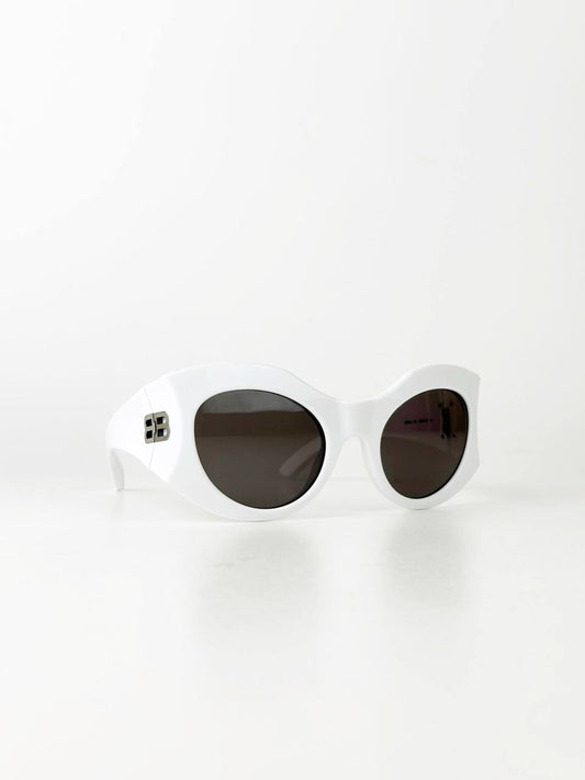 BALENCIAGA HOURGLASS WHITE ROUND SUNGLASSES