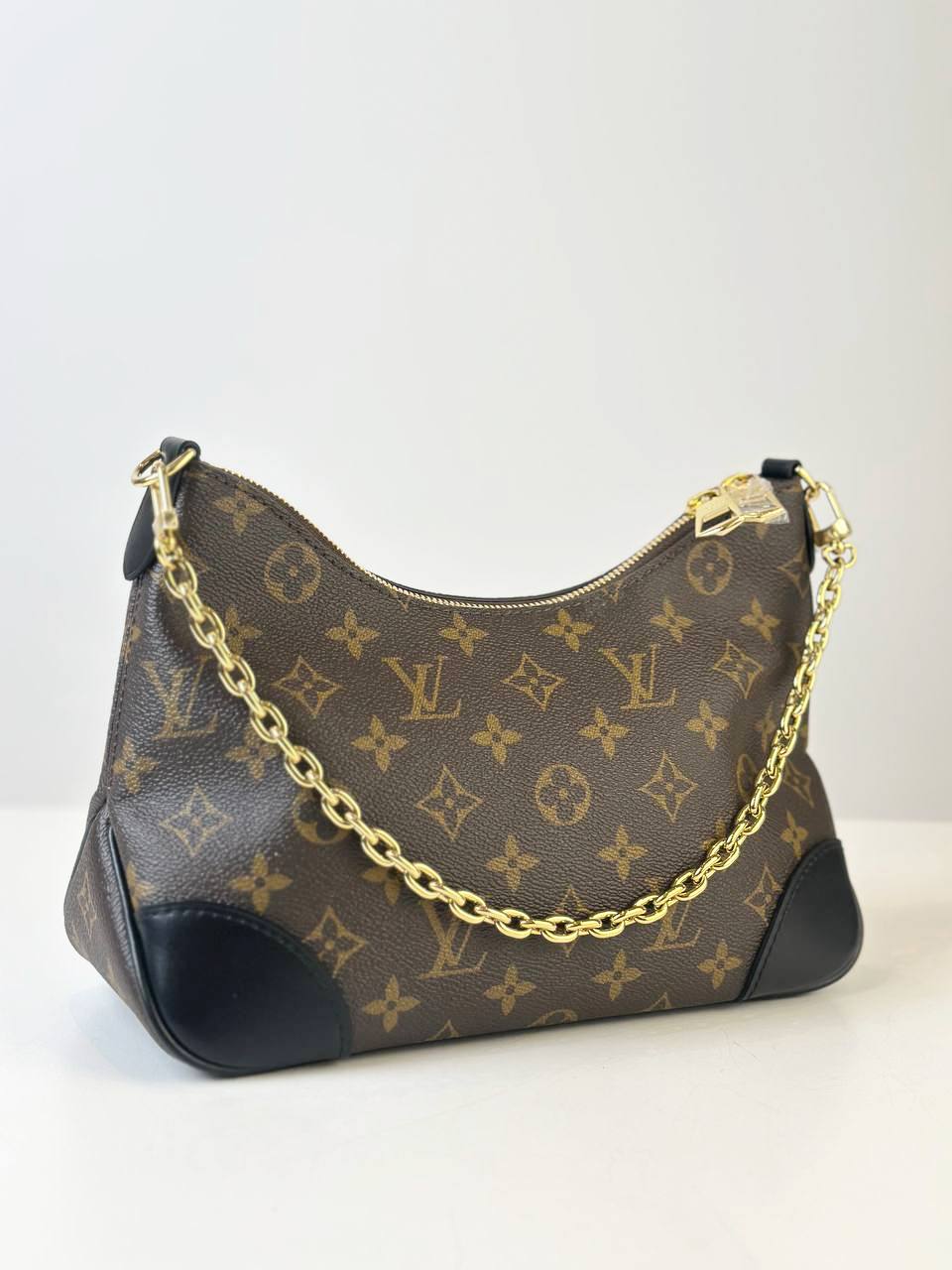 LOUIS VUITTON MONOGRAM BOULOGNE NM BLACK LEATHER SHOULDER BAG WITH STRAP