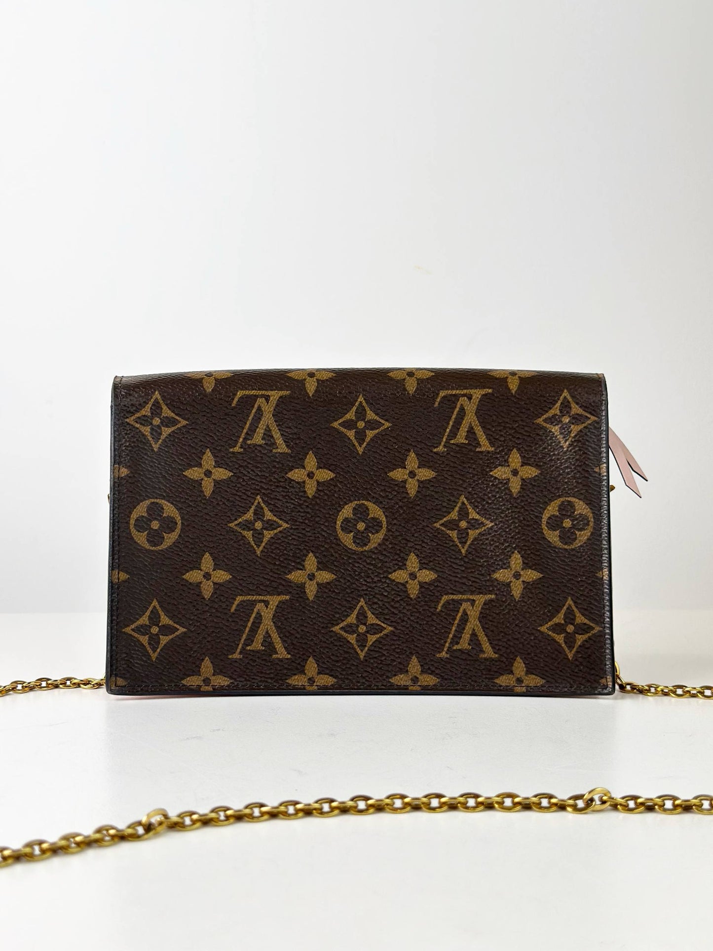 LOUIS VUITTON FLORE MONOGRAM PINK WALLET ON CHAIN