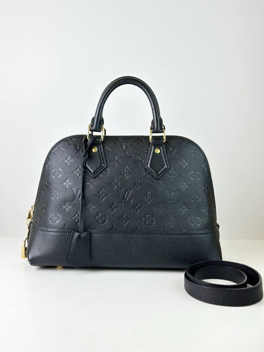 LOUIS VUITTON NEO ALMA PM MONOGRAM EMPREINTE BLACK HANDBAG WITH STRAP