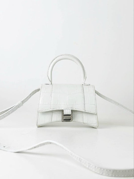 BALENCIAGA HOURGLASS MINI WHITE CROSSBODY BAG