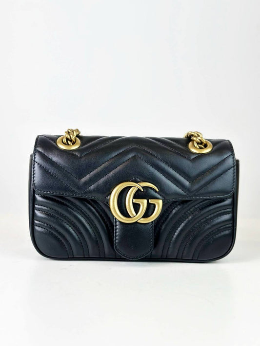 GUCCI GG MARMONT BLACK SMALL SHOULDER BAG GHW