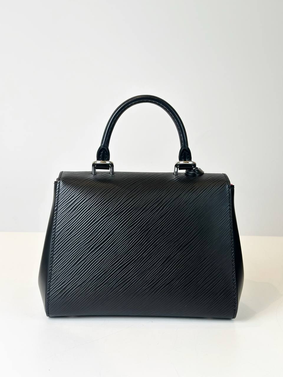 LOUIS VUITTON CLUNY EPI LEATHER MINI BLACK TOP HANDLE BAG WITH STRAP