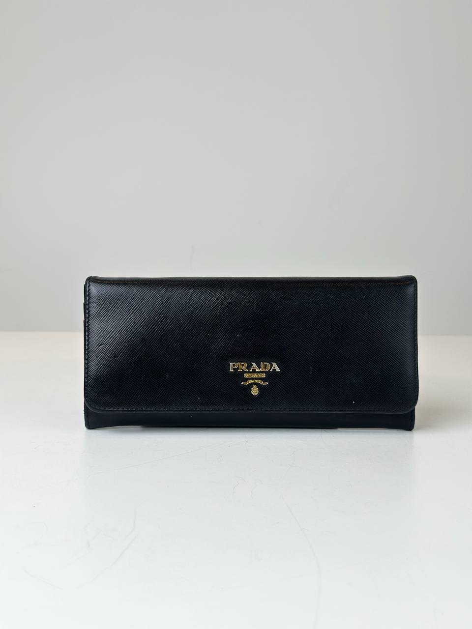 PRADA BLACK SAFFIANO LEATHER LONG WALLET