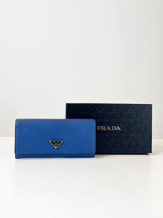 PRADA SAFFIANO LEATHER MOVE FLAP LONG WALLET