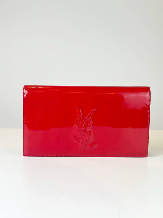 YSL RED PATENT LEATHER CLUTCH