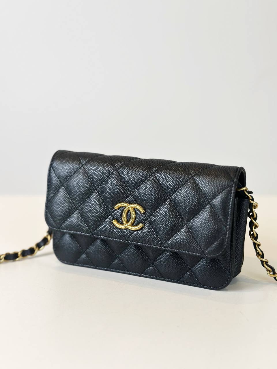 CHANEL CAVIAR LEATHER BLACK BELT BAG GHW