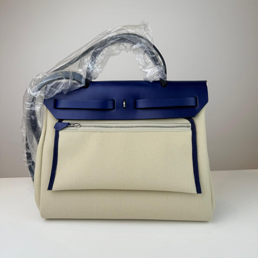 Hermes Bicolor Herbag Zip 31 PM Retourne Toile Vache Hunter Bag