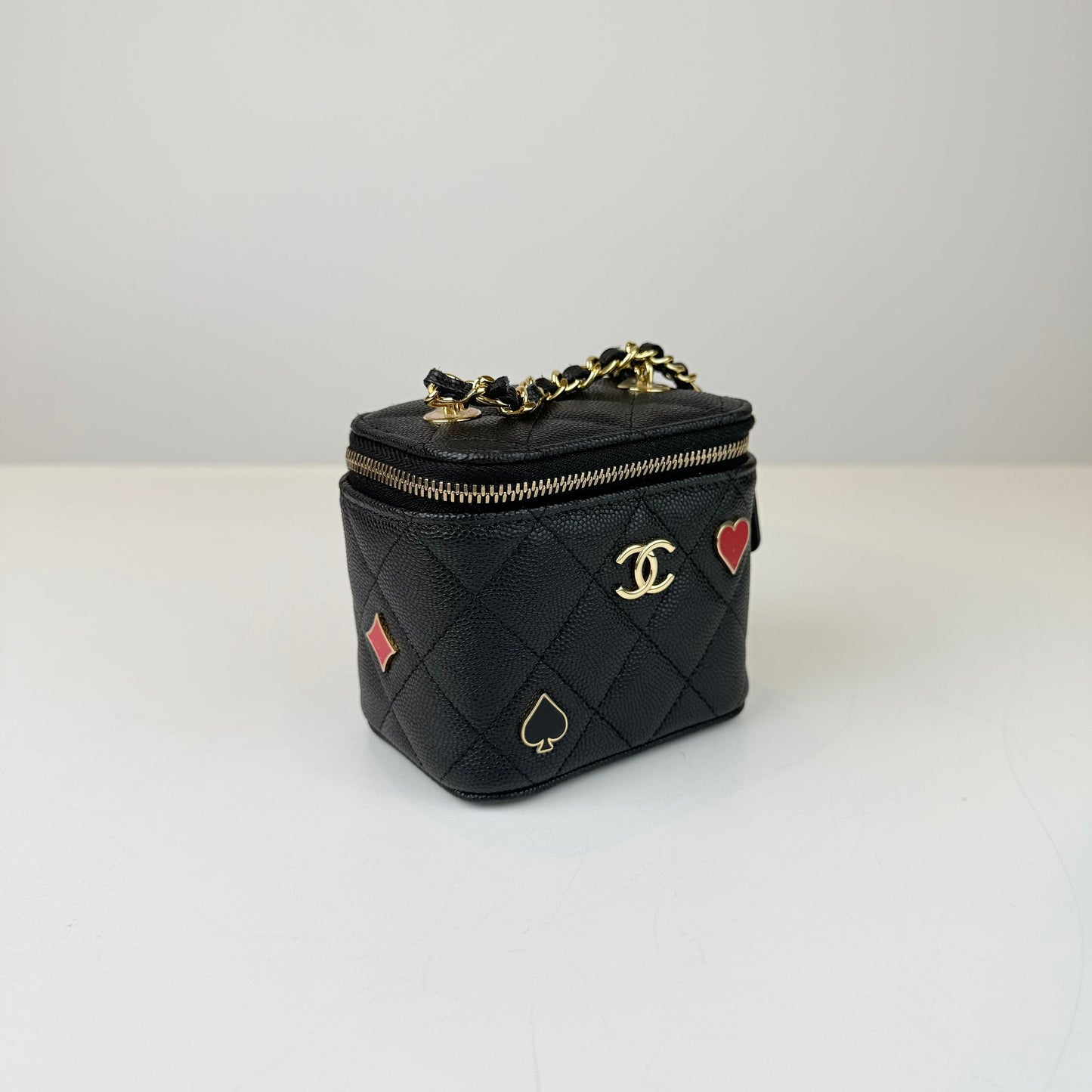 Chanel Coco Casino Vanity Case with Chain Caviar Leather Mini